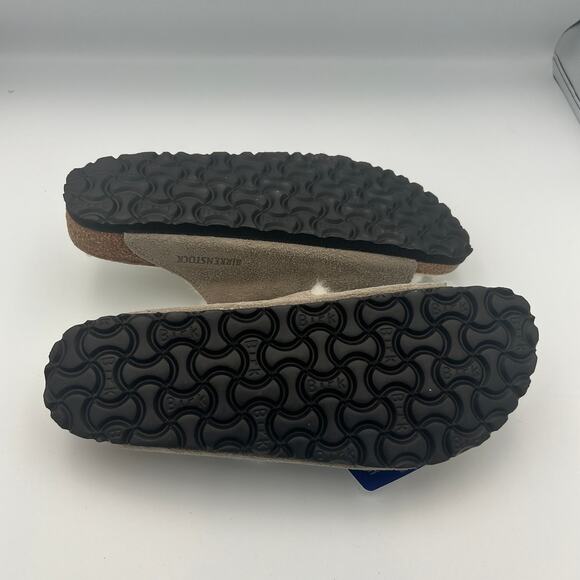 NWOB Birkenstock Arizona Shearling Sandals Gray Unisex Size W8 M6 - Picture 8 of 8